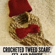 11th Doctor Crocheted Tweed Scarf, Bowtie, and Fez