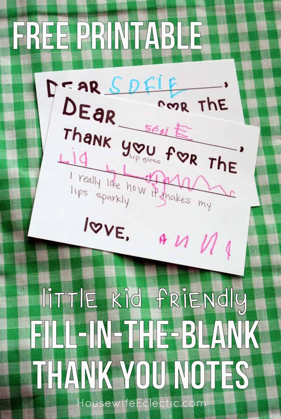 Free Printable Fill In The Blank Thank You Card For Little Kids Housewife Eclectic