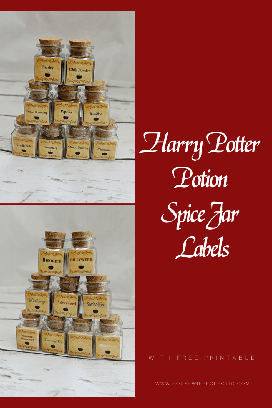 Housewife Eclectic: Harry Potter Potion Spice Jar Labels